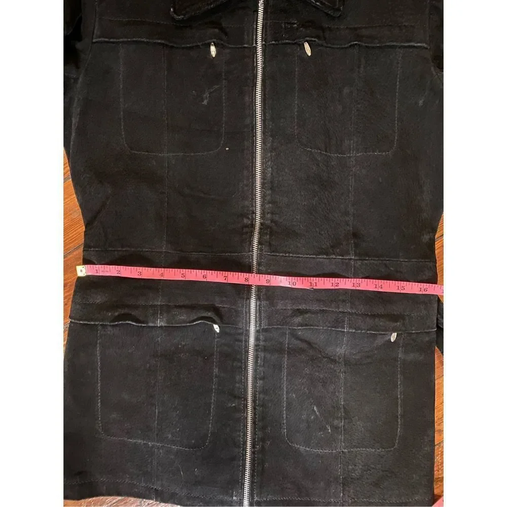 Helium London Black 100% Leather Jacket Collared Belted Full-Zip Coat, Sz Medium - Picture 11 of 13